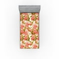 thumbnail image 1 of Ambesonne Peony Pattern Fitted Sheet, Vintage Color Flowers, Twin Size, Coral and Pale Olive Green, 1 of 5