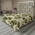 thumbnail image 1 of Ambesonne Peony Pattern Flat Bedding Sheet Soft Top Sheet, Simple Floral Boho, Queen, Pale Khaki Olive Green, 1 of 1