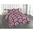 thumbnail image 1 of Ambesonne Peony Pattern Quilted Bedspread Set 3 Pcs, Vintage Flowers Print, Twin, Dark Magenta Pale Pink, 1 of 4
