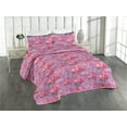 thumbnail image 1 of Ambesonne Peony Quilted Bedspread Set 3 Pcs, Botany Dreamy Flowers Print, Twin, Hot Pink Green Fuchsia, 1 of 4