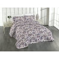 thumbnail image 1 of Ambesonne Peony Quilted Bedspread Set 3 Pcs, Nostalgic Garden Scene Art, Twin, Pale Purple Eggshell, 1 of 4