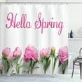 thumbnail image 1 of Ambesonne Peony Shower Curtain, Spring Welcoming Floral Photo, 69"Wx75"L, Pale Pink Fern Green, 1 of 5