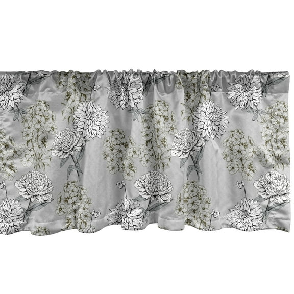 Ambesonne Peony Window Valance, Pastel Nature Tones Flowers, 54" X 18", Grey Multicolor