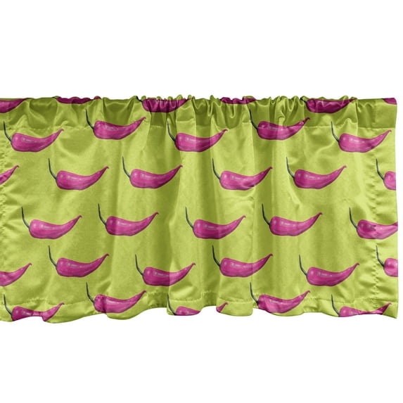Ambesonne Pepper Window Valance, Modern Pop Art Chili, 54" X 18", Yellow Green Magenta