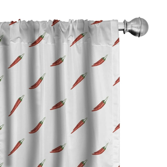 Ambesonne Peppers 4-Panel Curtains, Countryside Food Mexican, 56"x84", Vermilion and Green