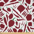 thumbnail image 1 of Ambesonne Peppers Fabric by the Yard Microfiber, Various Types of Chilli, 3 Yards, Ruby and Green, 1 of 4