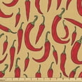thumbnail image 1 of Ambesonne Peppers Fabric by the Yard Upholstery, Red Chili Vegetables Art, 2 Yards, Scarlet and Dark Yellow, 1 of 5