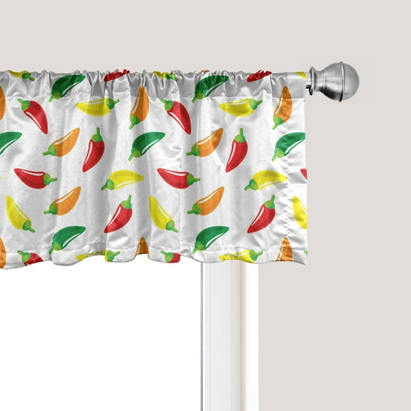 Ambesonne Peppers Window Valance, Chili Pepper Pattern Vegan, 54" X 18", Multicolor