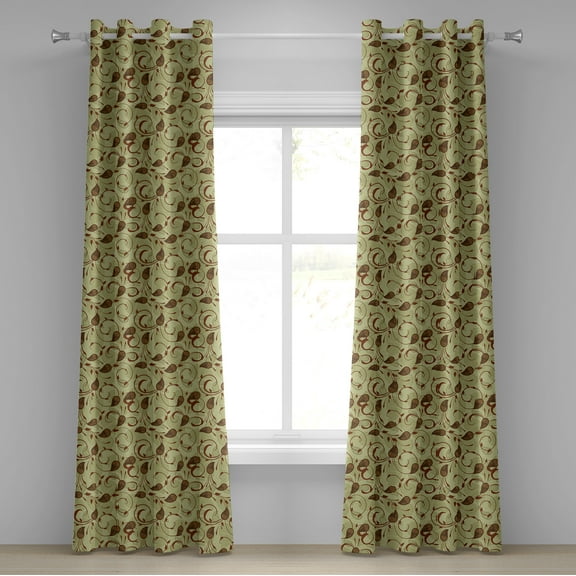 Ambesonne Persian Grommet Curtain, Paisley of Middle East, 50" x 120", Pale Green Brown