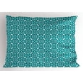 thumbnail image 1 of Ambesonne Persian Pillow Sham, Moroccan Floral Swirls, 26" X 20", Teal White, 1 of 2