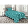 thumbnail image 1 of Ambesonne Persian Quilted Bedspread Set 2 Pcs, Moroccan Floral Swirls, Twin Size, Teal White, 1 of 3