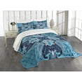 thumbnail image 1 of Ambesonne Persian Quilted Bedspread Set 3 Pcs, Eastern Moroccan Design, King Size, Indigo Sky Blue, 1 of 3