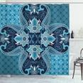 thumbnail image 1 of Ambesonne Persian Shower Curtain, Eastern Moroccan Design, 69"Wx84"L, Indigo Sky Blue, 1 of 3
