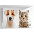 thumbnail image 1 of Ambesonne Pet Lover Pillow Sham, Portraits of Dog and Cat, 36" X 20", Multicolor, 1 of 2