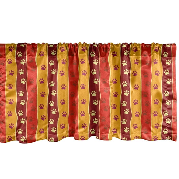 Ambesonne Pet Lover Window Valance, Cat Dog Paw Trace Pattern, 54" X 12", Multicolor