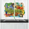 thumbnail image 1 of Ambesonne Phillipine Kitchen Curtains, Architecture and Culture, 55"x39", Multicolor, 1 of 2