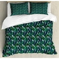 thumbnail image 1 of Ambesonne Philodendron Duvet Cover Sets, Exotic Leaf Plant Art, 2-Queen, Hunter Green and Petrol Blue, 1 of 7