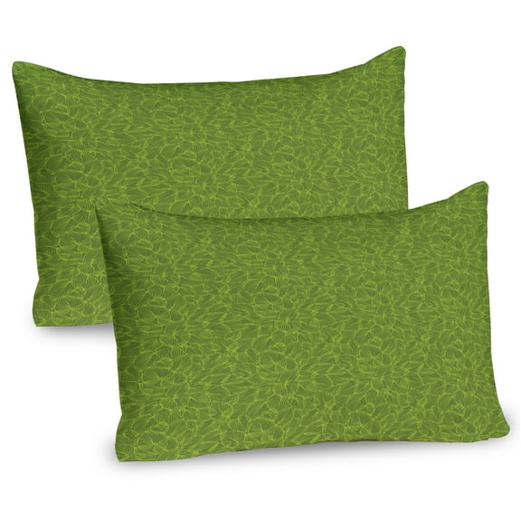 Ambesonne Philodendron Pillow Sham 2 Pack, Nature Leaves Outlines, 26"x20", Olive Green