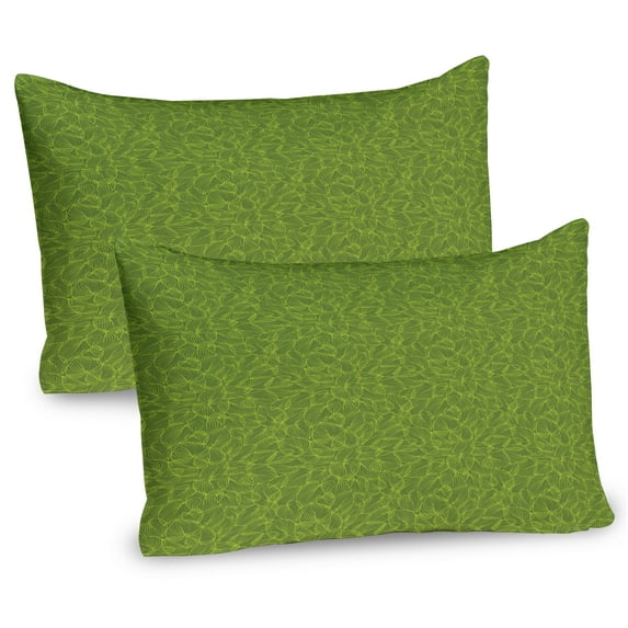 Ambesonne Philodendron Pillow Sham 2 Pack, Nature Leaves Outlines, 30"x20", Olive Green