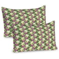thumbnail image 1 of Ambesonne Philodendron Pillow Sham 2 Pack, Orchid and Hibiscus, 26"x20", Cream Fuchsia, 1 of 3