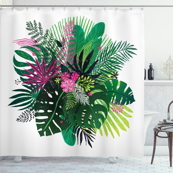 Ambesonne Philodendron Shower Curtain, Exotic Bouquet, 69"Wx70"L, Multicolor