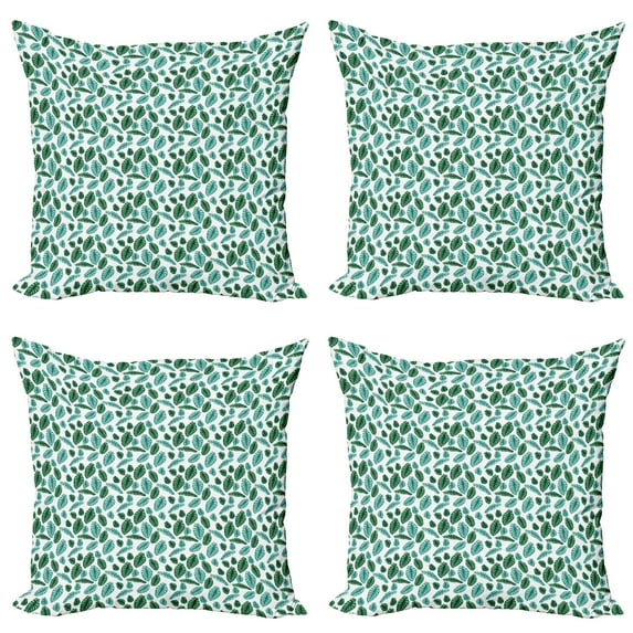 Ambesonne Philodendron Throw Pillow Cover 4 Pack, Rhythmic Alocasia Art, 24", Teal Mint Green