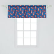 Ambesonne Phone Booth Window Valance, Continuous Pattern of Iconic London Public Call Box, Curtain Valance for Kitchen Bedroom Decor with Rod Pocket, 54" X 18", Cobalt Blue Vermilion