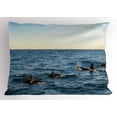 thumbnail image 1 of Ambesonne Photo Pillow Sham, Whales in SeOcean, 26" X 20", Blue and Black, 1 of 2