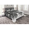 thumbnail image 1 of Ambesonne Photo Quilted Bedspread Set 3 Pcs, Tree Branches and Leaves, Queen Size, Black and White, 1 of 3
