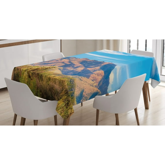 Ambesonne Photo Tablecloth Rectangular Table Cover, Landscape of Mountain, 60"x90", Multicolor