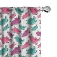 thumbnail image 1 of Ambesonne Pig Curtains, Hand Drawn Watercolor Effect, Pair of 28"x95", Pink Cadet Blue, 1 of 5