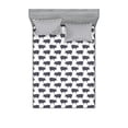 thumbnail image 1 of Ambesonne Pig Fitted Sheet & Pillow Sham Set, Domestic Pig Silhouettes, Calking, Charcoal Grey and White, 1 of 2