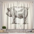 thumbnail image 1 of Ambesonne Pig Kitchen Curtains, Vintage Hand-Drawn Image, 55"x39", Eggshell and Dark Taupe, 1 of 3