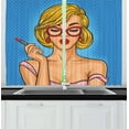 thumbnail image 1 of Ambesonne Pin up Girl Kitchen Curtains, Red Cat Eyeglasses, 55"x39", Multicolor, 1 of 2