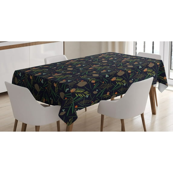 Ambesonne Pine Cone Tablecloth Rectangular Table Cover, Botanical Forest Fir Leaf, 52"x70", Multicolor