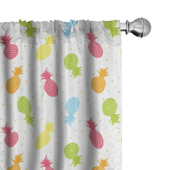 Ambesonne Pineapple Curtains, Fresh Tropical Fruits, Pair of 28"x84", Multicolor