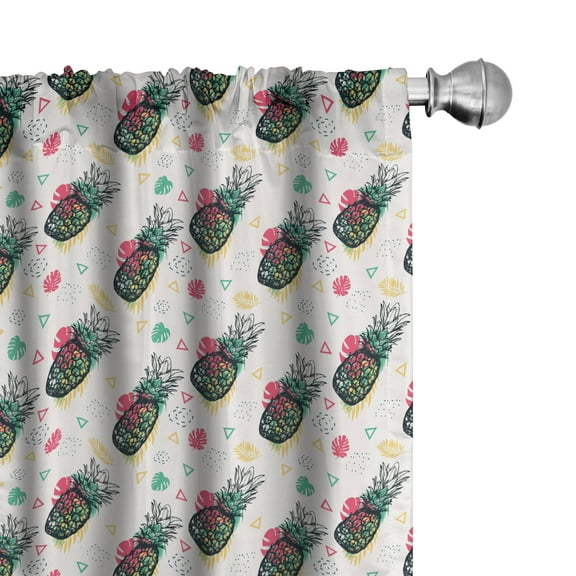 Ambesonne Pineapple Curtains, Sketch Style Fruits, Pair of 28"x63", Multicolor