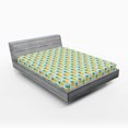 thumbnail image 1 of Ambesonne Pineapple Fitted Sheet 2 Pcs Set, Tropical Fruit on Stripes, Full, Earth Yellow Teal, 1 of 3