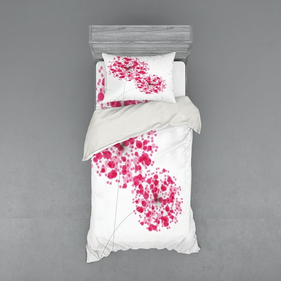 Ambesonne Pink Bedding Set 3 Pcs, Abstract Dandelion Art, Twin, Pearl Pink