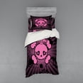 thumbnail image 1 of Ambesonne Pink Bedding Set 3 Pcs, Skull Grunge Pop Art, Twin XL, Pink Black, 1 of 3