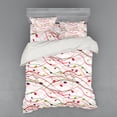 thumbnail image 1 of Ambesonne Pink Bedding Set 4 Pcs, Branch Leaves Spring Art, Queen, Red Green, 1 of 3