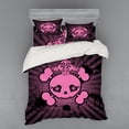 thumbnail image 1 of Ambesonne Pink Bedding Set 4 Pcs, Skull Grunge Pop Art, Queen, Pink Black, 1 of 2
