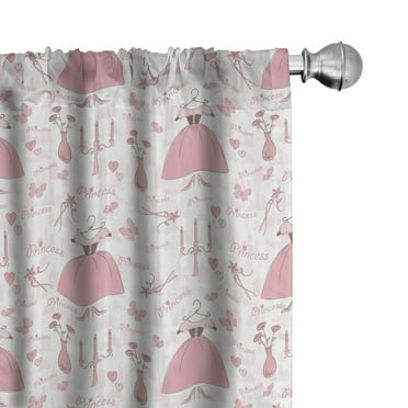 Ambesonne Pink Curtains, Cartoon Mystic Candles, Pair of 28"x63", Rose Pale Pink White