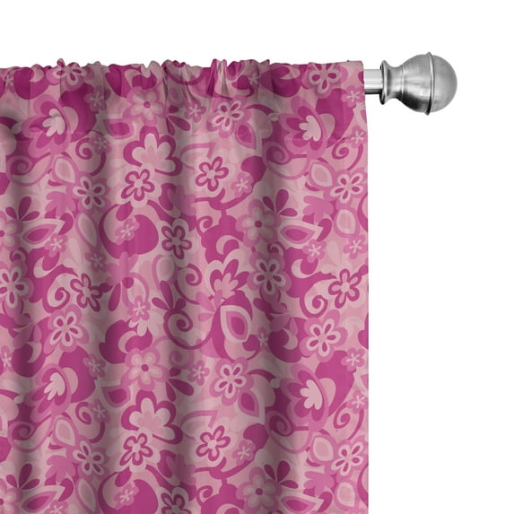 Ambesonne Pink Curtains, Floral Design Illustration Art, Pair of 28"x95", Magenta Pastel Pink Blush