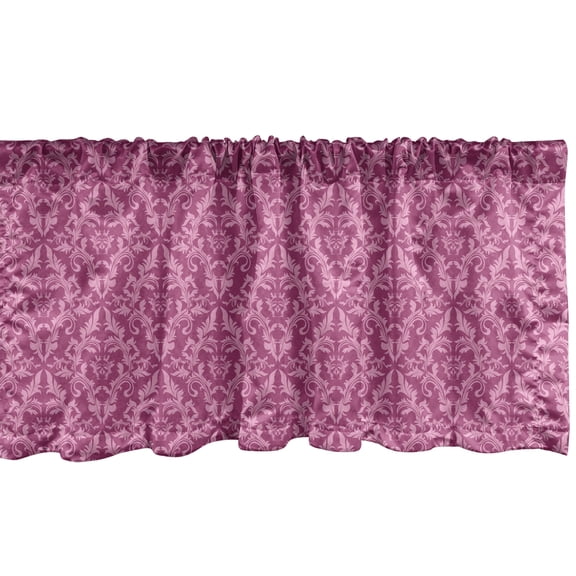 Ambesonne Pink Damask Valance Pack of 2, Victorian Monochrome, 54"X18", Pale Pink Dark Magenta