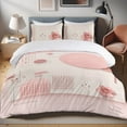 thumbnail image 1 of Ambesonne Pink Duvet Cover Set, Pastel Simplistic Geometric, Queen, Rose and Off White, 1 of 4
