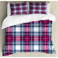 thumbnail image 1 of Ambesonne Pink Duvet Cover Sets, Vintage Scottish Effects, 2-Queen, Pink Dark Blue, 1 of 7