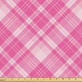 thumbnail image 1 of Ambesonne Pink Fabric by the Yard Upholstery, Abstract Boho Plaid Stripes, 1 Yard, Pale Fuchsia Pink, 1 of 1