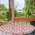 thumbnail image 1 of Ambesonne Pink Fitted Round Tablecloth, Kitchen Cupcakes Muffins, 40"- 44" Diameter, Pale Pink and Brown, 1 of 5