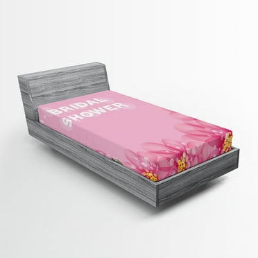 Ambesonne Pink Fitted Sheet, Abstract Petals Dots, Twin Size, Hot Pink and Pale Pink